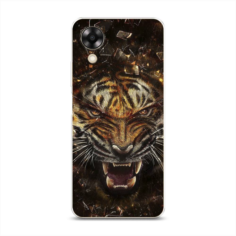 

Чехол на Oppo A17K "Тигр осколки", Оранжевый;серый;черный, 2512850-1
