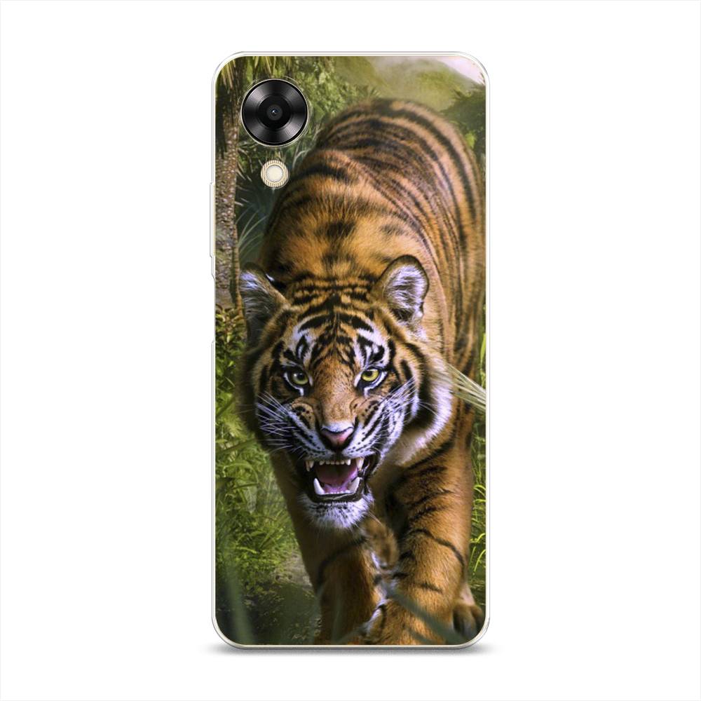 

Чехол на Oppo A17K "Тигр в джунглях 2", Оранжевый;зеленый, 2512850-1