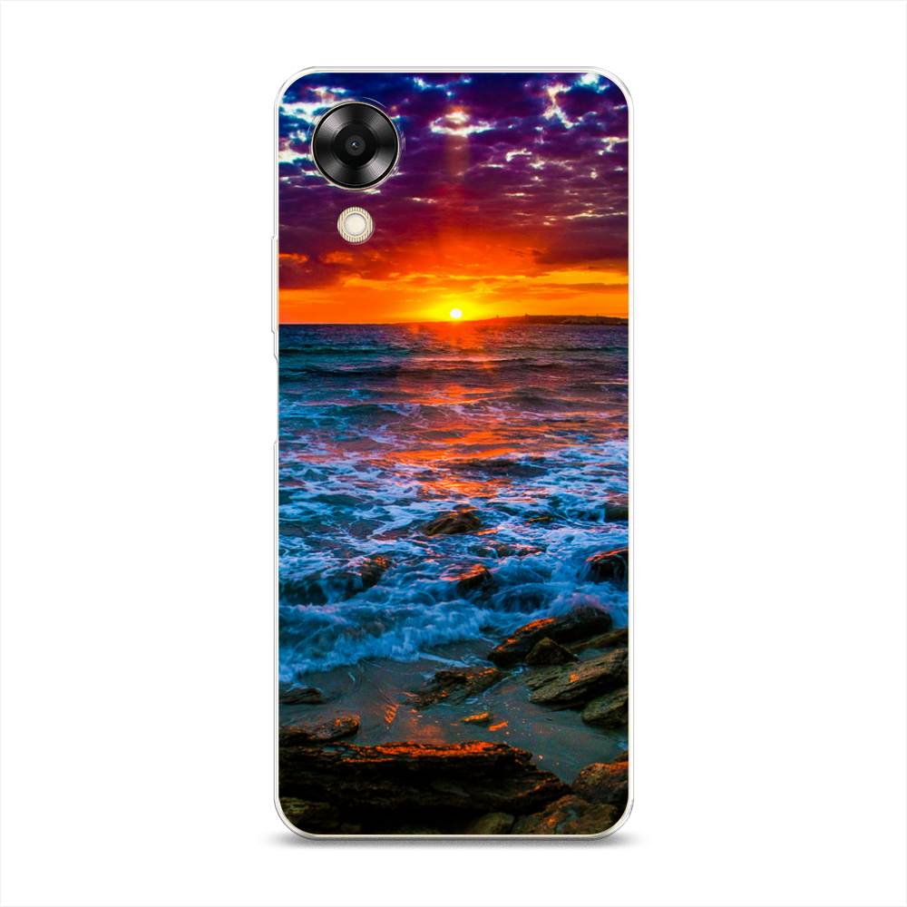 

Чехол на Oppo A17K "Закат 1", Оранжевый;синий, 2512850-2