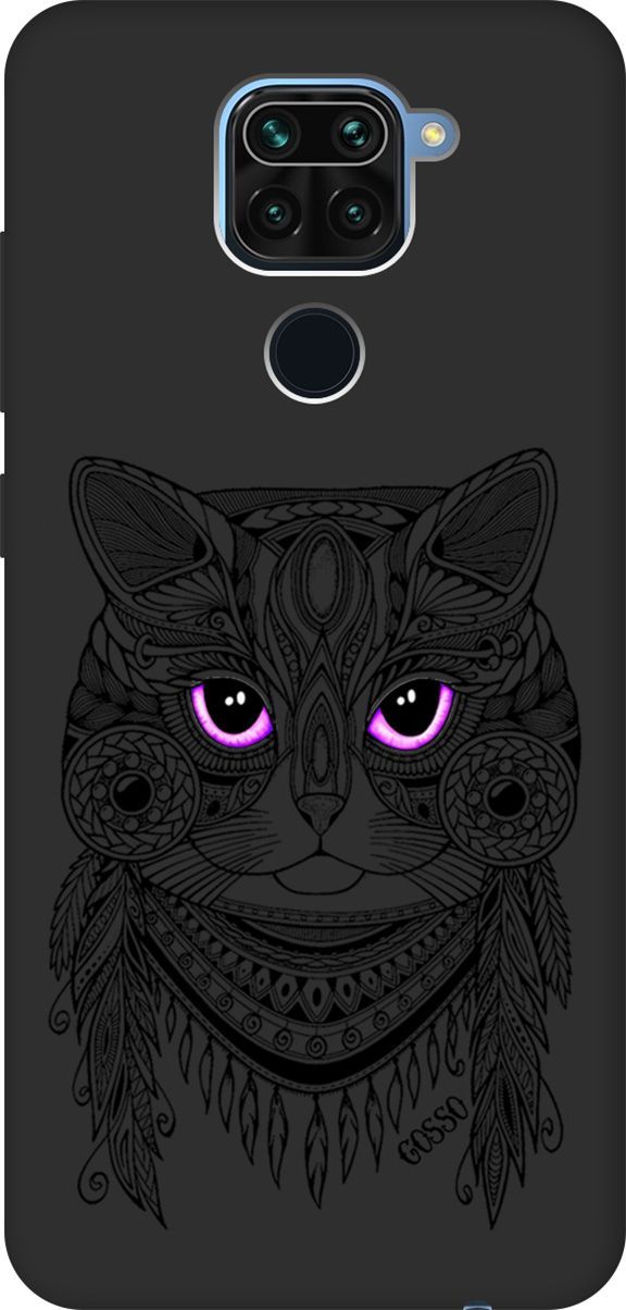 

Матовый чехол на Xiaomi Redmi Note 9 "Grand Cat" черный, Черный;розовый, 109