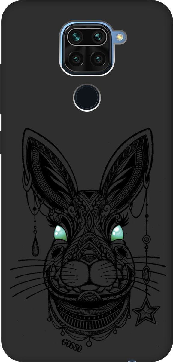 

Матовый чехол на Xiaomi Redmi Note 9 "Grand Rabbit" черный, Черный;голубой, 109