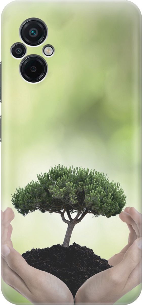 

Силиконовый чехол на Xiaomi Poco M5 "Оберегайте природу", Бежевый;зеленый, 15141