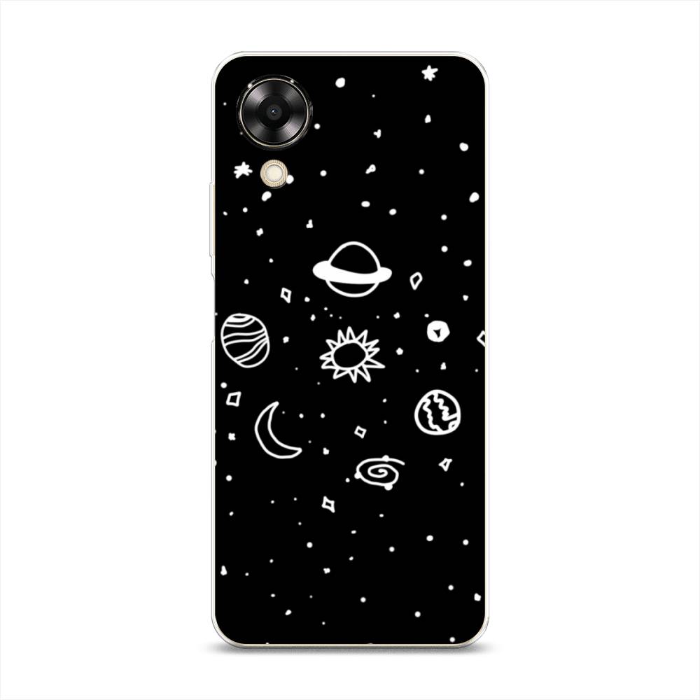 

Чехол на Oppo A17K "Дудл солнечной системы", Бежевый;серый, 2512850-2