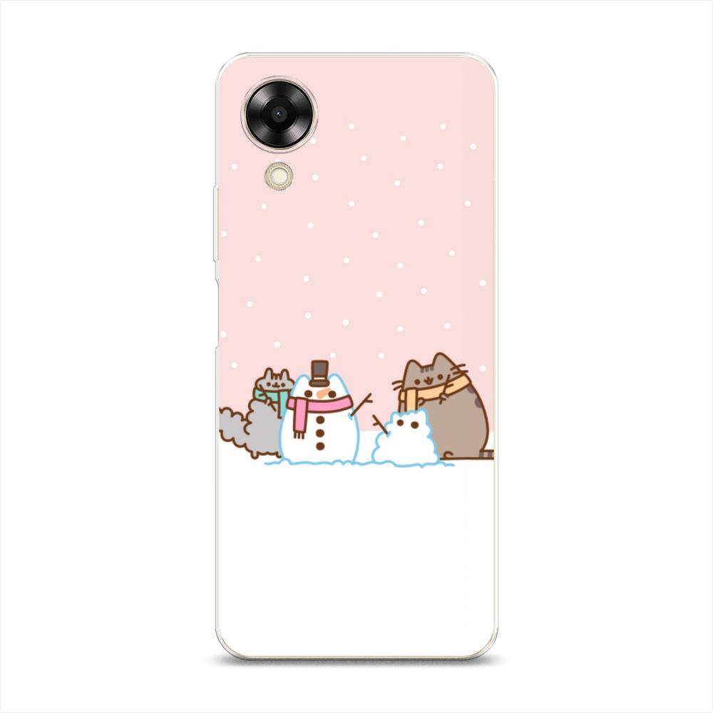 

Чехол на Oppo A17K "Котики в снегу", Розовый;белый;серый, 2512850-5