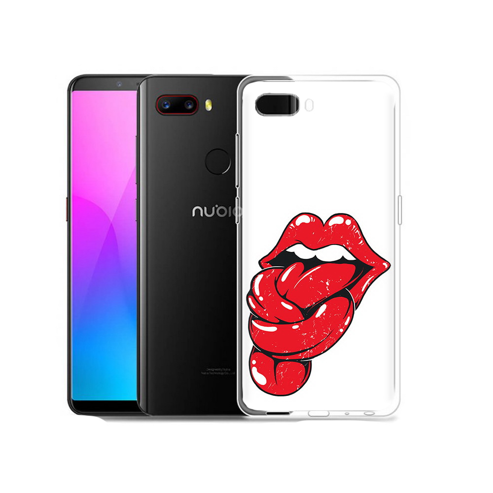 

Чехол MyPads Tocco для ZTE Nubia Z18 яркие губы с языком (PT115657.463.705), Прозрачный, Tocco