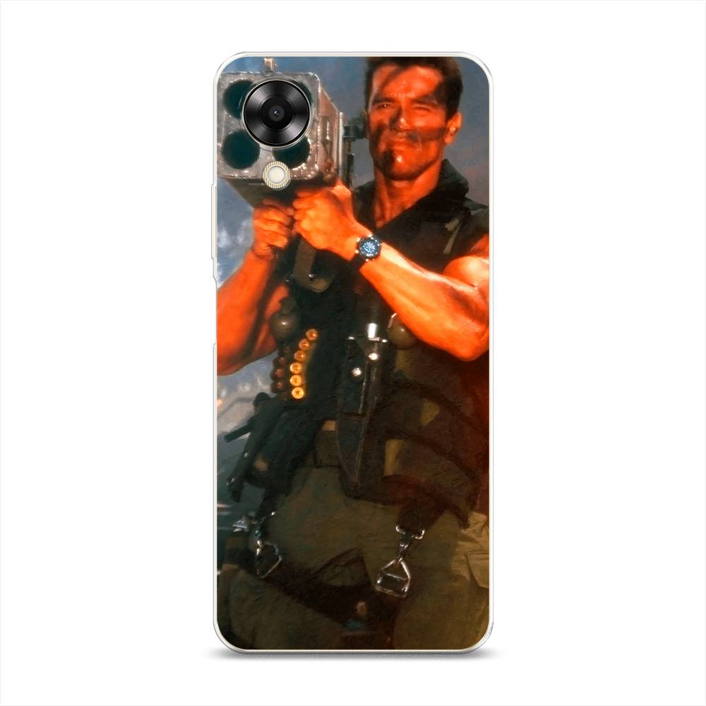 

Чехол на Oppo A17K "Арнольд Шварцнеггер с базукой", Голубой;коричневый, 2512850-6