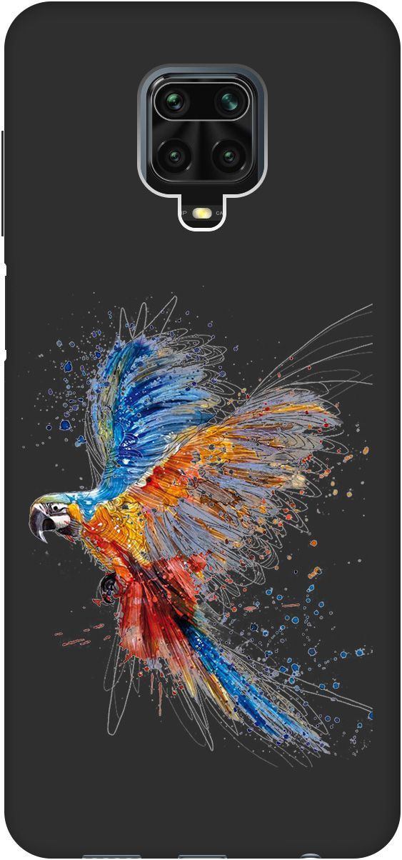 

Чехол на Xiaomi Redmi Note 9s "Colorful Parrot" черный, Черный;красный, 648