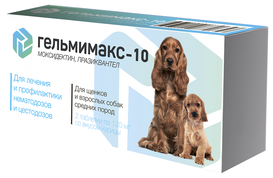 

Антигельминтик для щенков и собак средних пород apicenna Гельмимакс-10, 120 мг