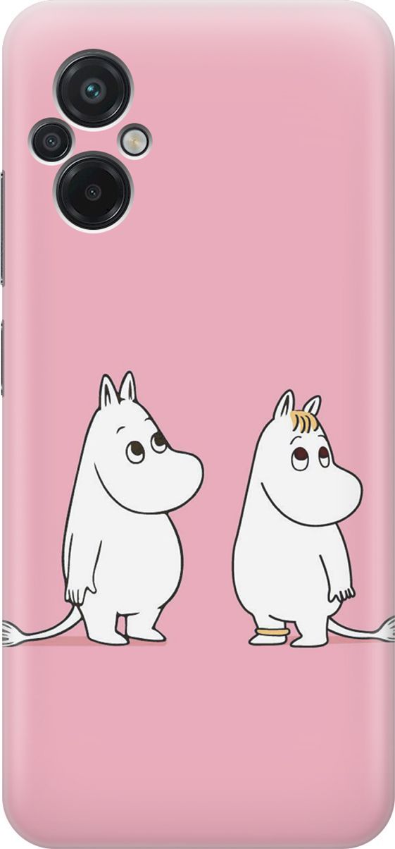 

Силиконовый чехол на Poco M5 "Муми-тролли на розовом", Белый;розовый, 15137