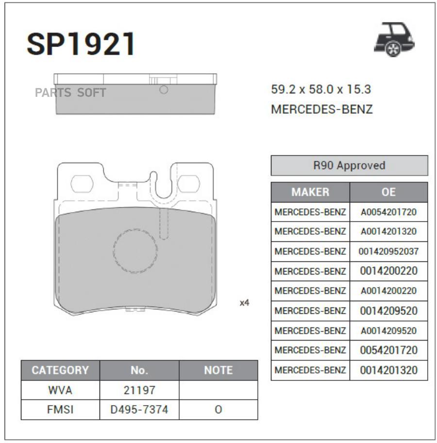 

Тормозные колодки Sangsin brake задние sp1921