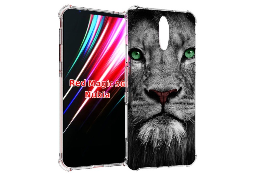 

Чехол MyPads Лев-зеленоглазый мужской для ZTE Nubia Red Magic 1 5G, Прозрачный, Tocco