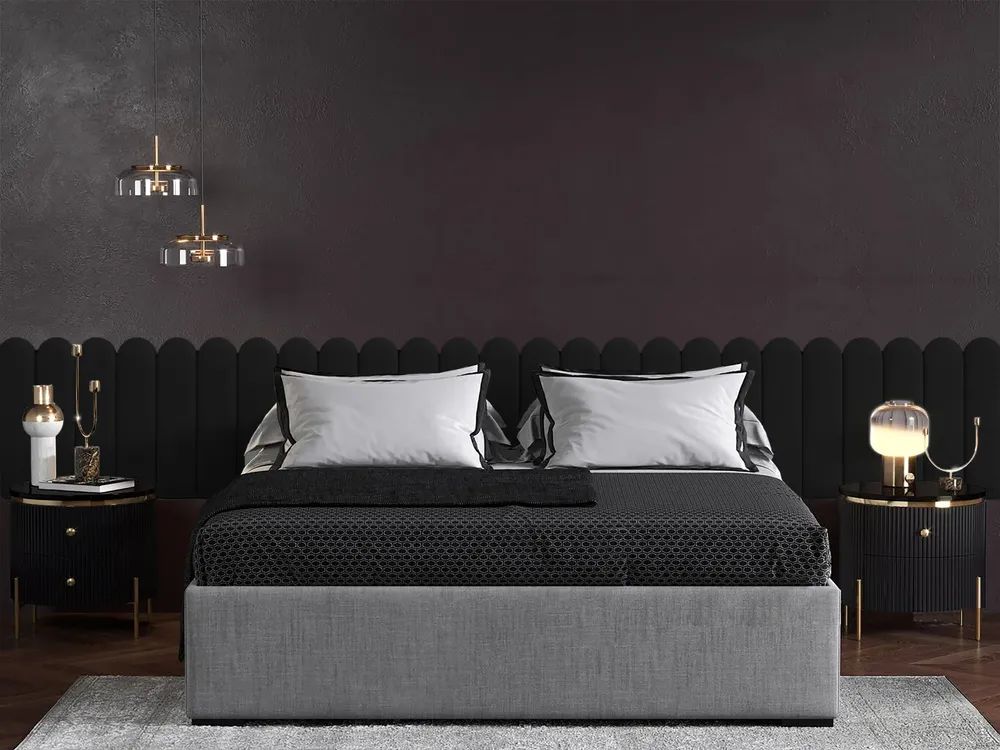 

Панель кровати Velour Black 15х60R см 4 шт., Черный