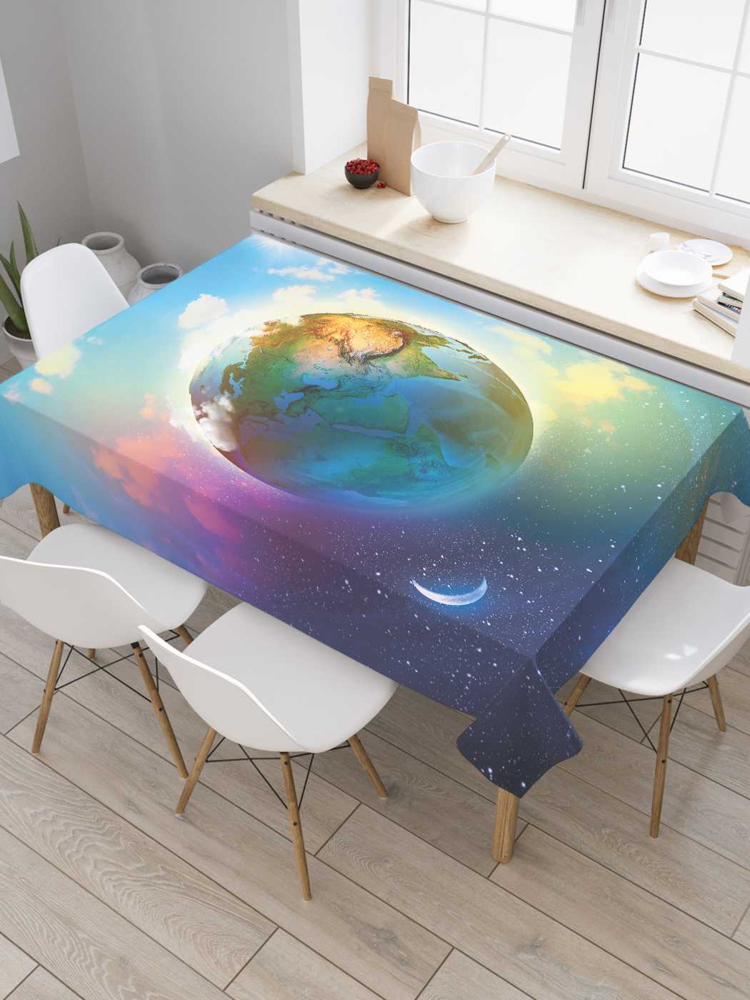 

Скатерть прямоугольная JoyArty "Жизненная планета" из оксфорда, 120x145 см, Фиолетовый, Жизненная планета