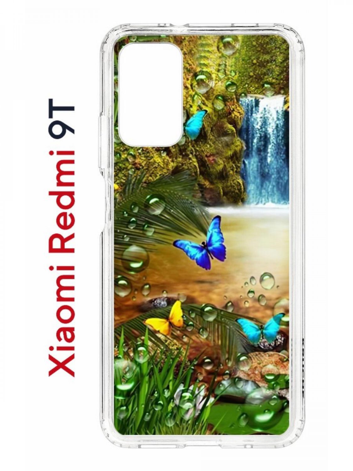 Чехол на Redmi 9T с принтом Kruche Print Водопад,противоударный бампер,с защитой камеры