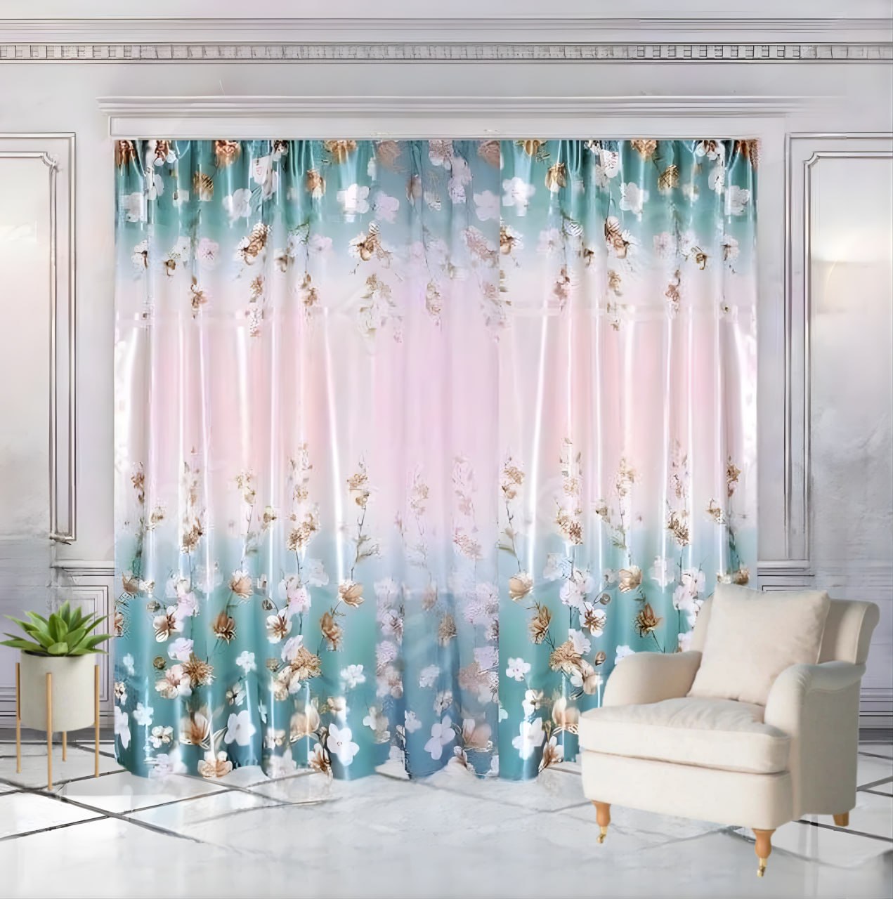 

Шторы комнатные с тюлью Алия 300x270см голубые, 2000