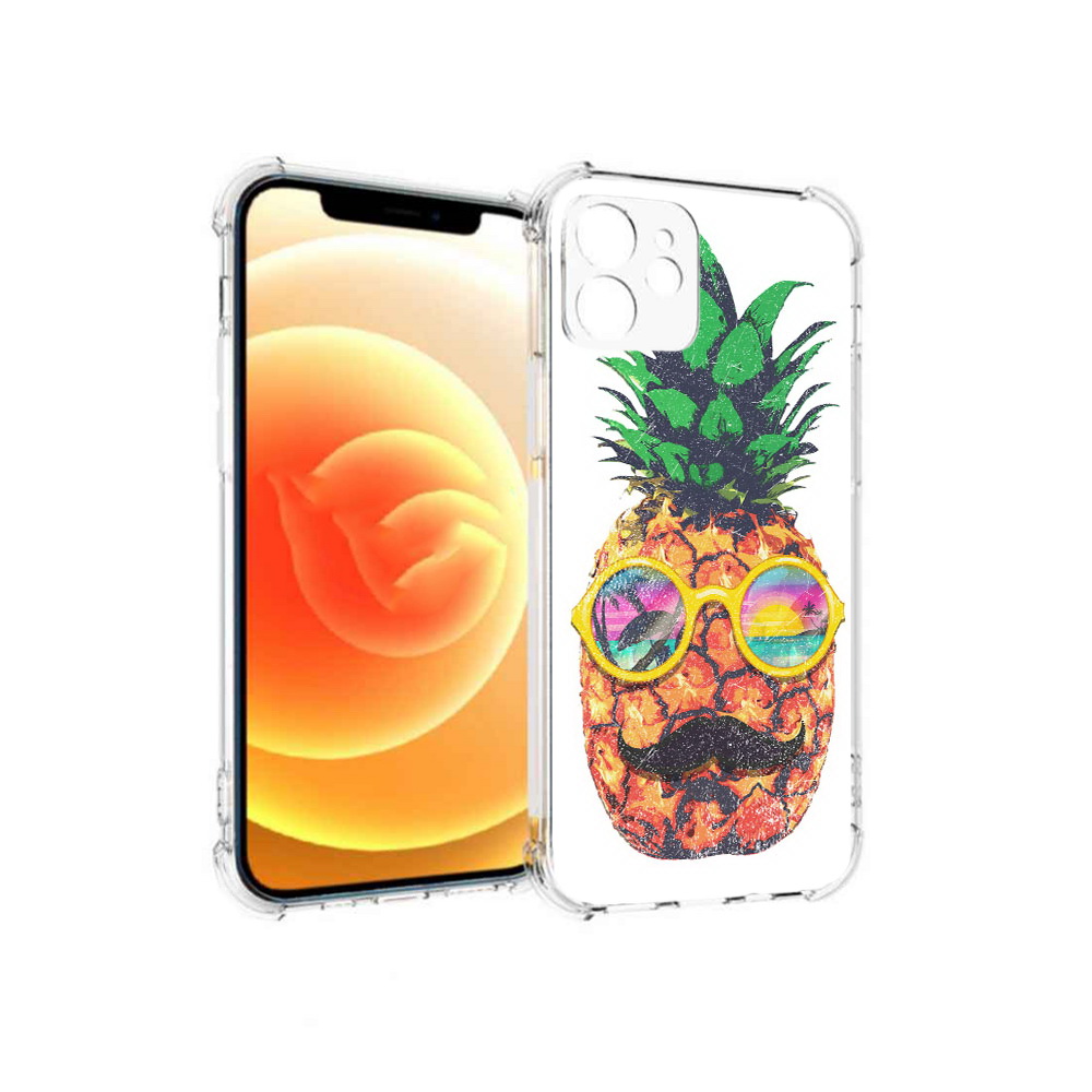 

Чехол MyPads Tocco для Apple iPhone 12 прикольный ананас с лицом (PT157543.607.556), Прозрачный, Tocco