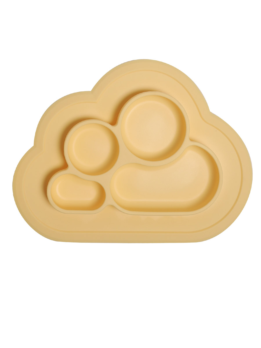Детская силиконовая тарелка с секциями на присоске, желтый miyoumi секционная тарелка на присоске ts0001