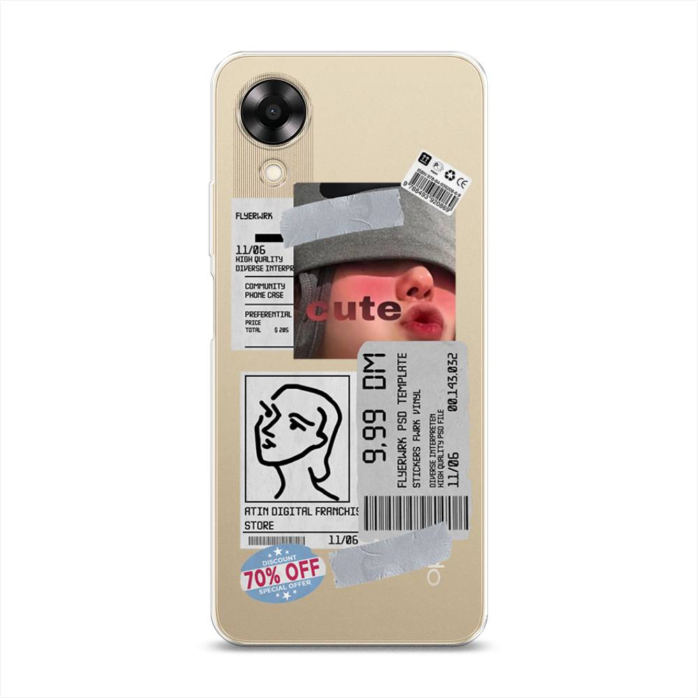 

Чехол на Oppo A17K "Cute girl collage", Розовый;серый;голубой, 2512850-6