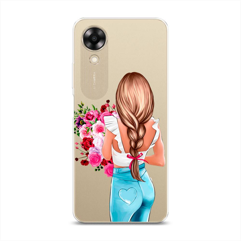 

Чехол на Oppo A17K "Девушка с цветами", Коричневый;розовый;бирюзовый, 2512850-6
