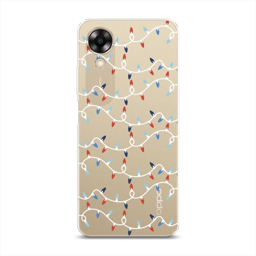 

Чехол на Oppo A17K "Разноцветная гирлянда", Белый;красный;синий, 2512850-5