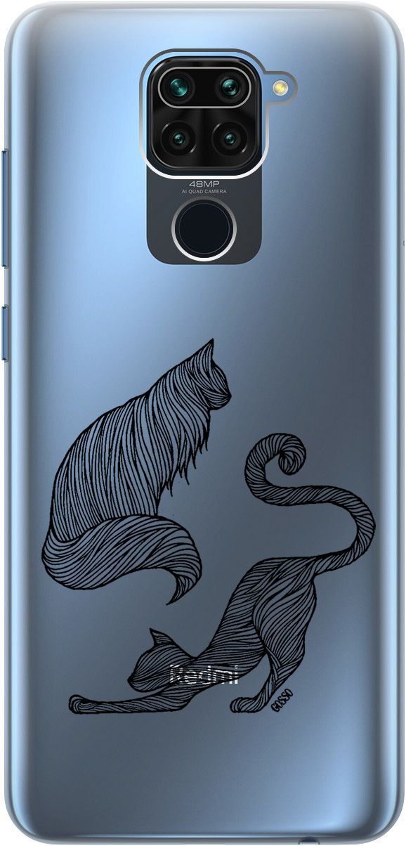 

Чехол на Xiaomi Redmi Note 9 "Lazy Cats" прозрачный, Прозрачный;серый, 108