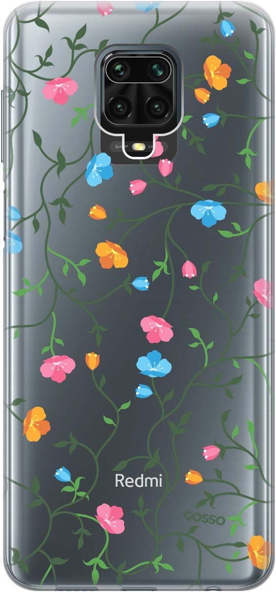 

Чехол на Xiaomi Redmi Note 9s "Сurly Flowers" прозрачный, Прозрачный;голубой, 713