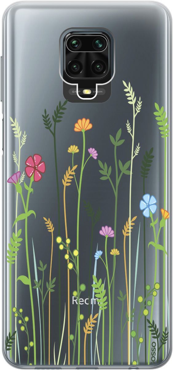 

Чехол на Xiaomi Redmi Note 9s "Flowers and Fern" прозрачный, Прозрачный;желтый, 713