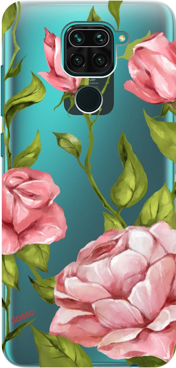 

Чехол на Xiaomi Redmi Note 9 "Amazing Roses" прозрачный, Прозрачный;белый, 108