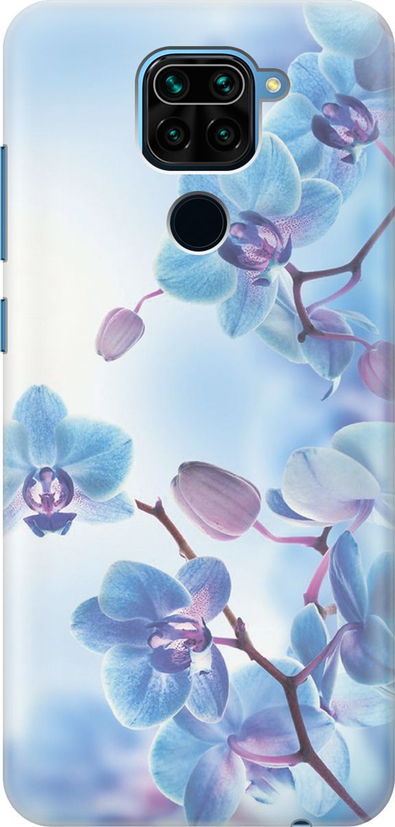 

Силиконовый чехол на Xiaomi Redmi Note 9 "Голубые орхидеи", Голубой;серый, 296