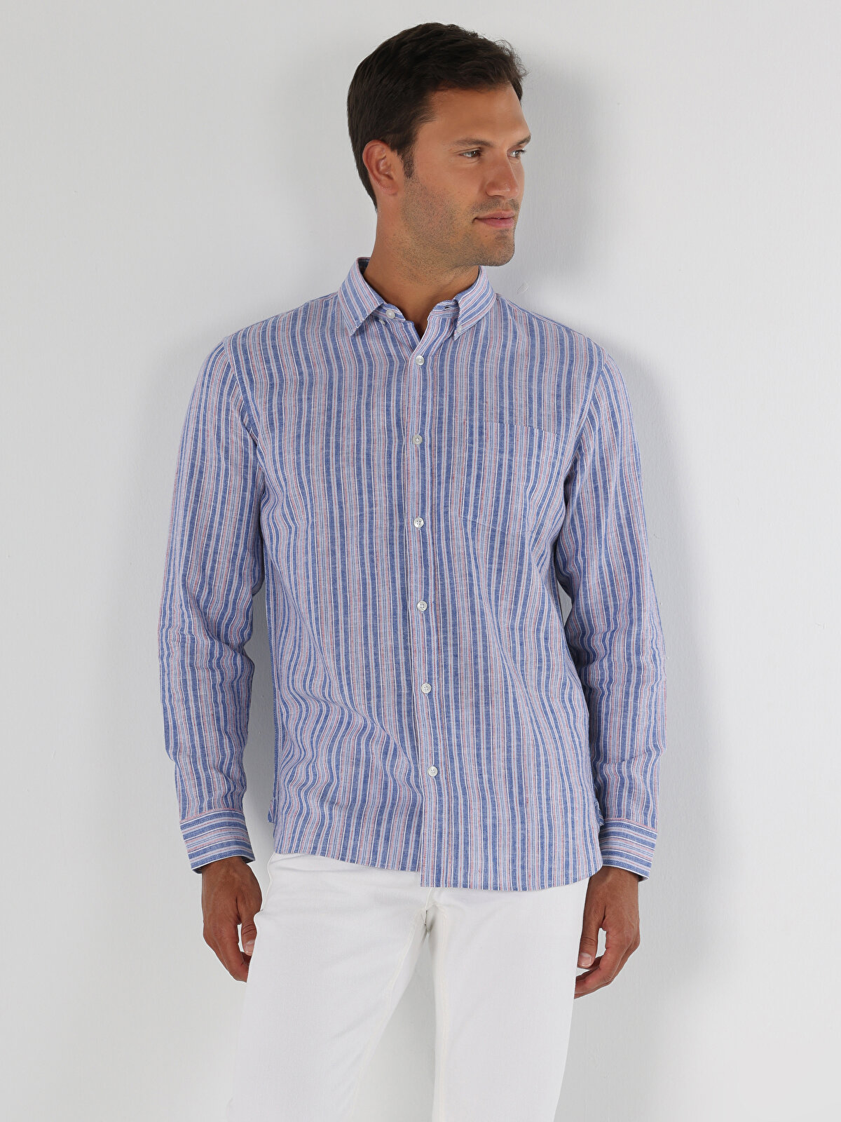 

Рубашка мужская Colin's CL1063702 голубая M, Голубой, CL1063702