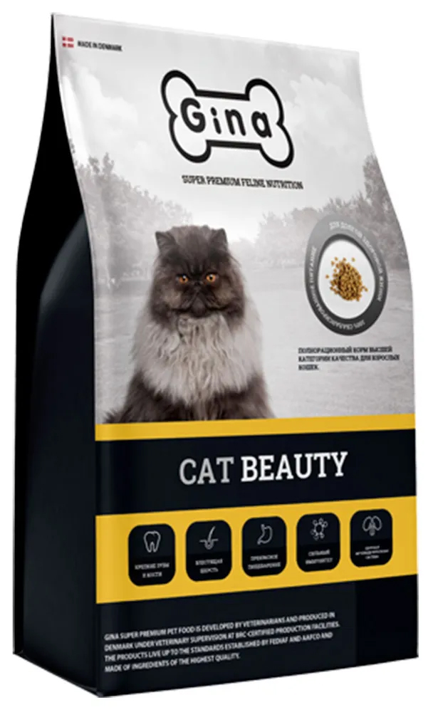 фото Сухой корм для кошек gina cat beauty, 3кг