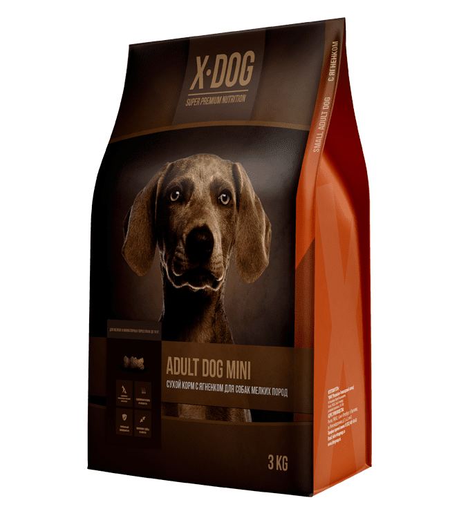 фото Сухой корм для собак мелких пород x-dog adult dog mini ягненок 8кг