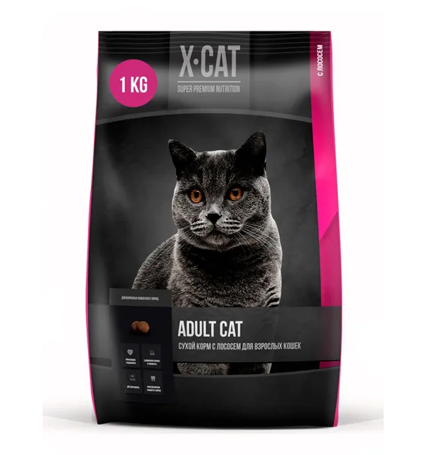 фото Сухой корм для кошек x-cat лосось, 1кг