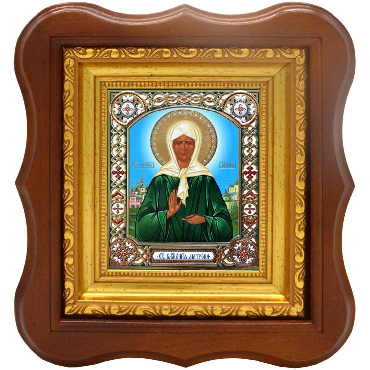 

Икона святой Матроны на фоне Москвы.