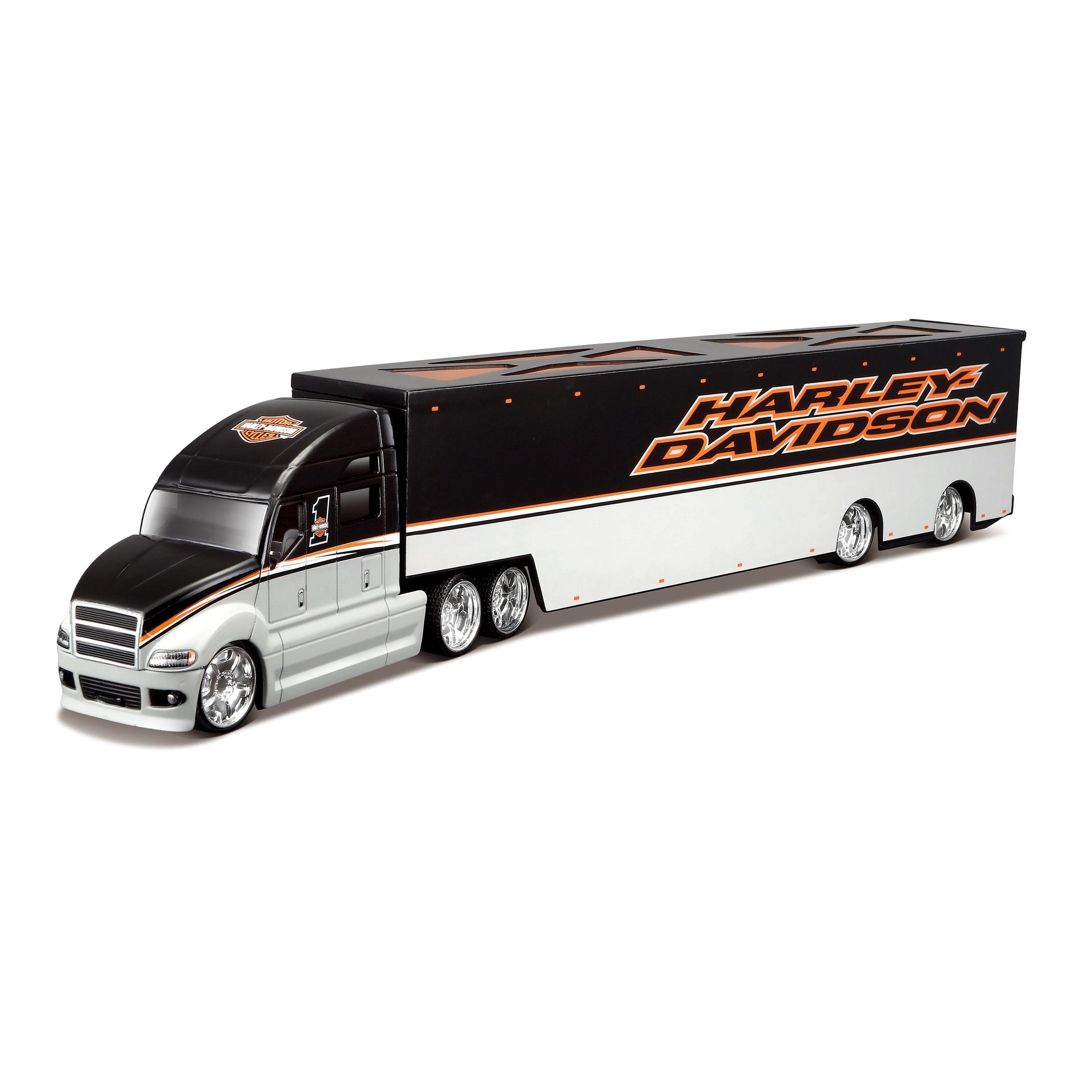 фото Игрушечная машинка maisto harley-davidson custom haulers, 1:64, черно-серая 11516