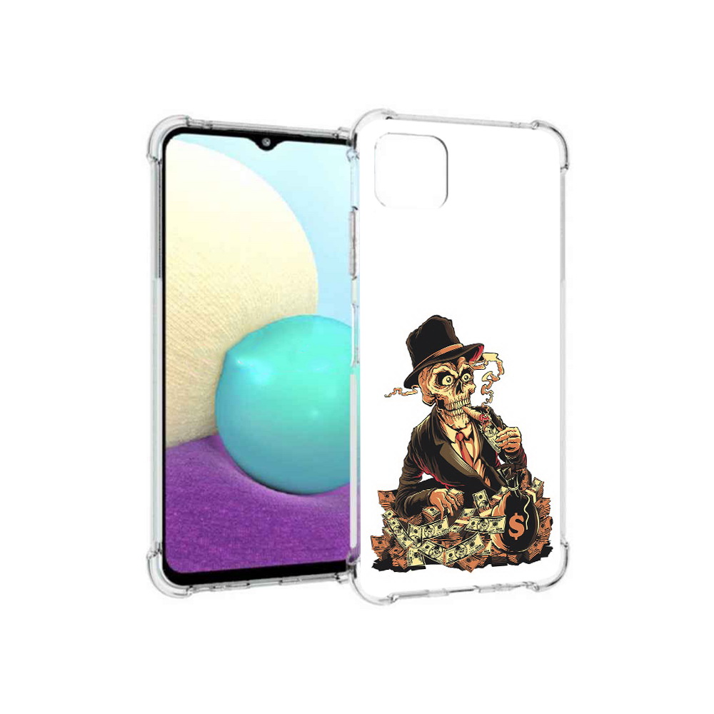 

Чехол MyPads Tocco для Samsung Galaxy A22s 5G нарисованный череп с сигаретой, Прозрачный, Tocco