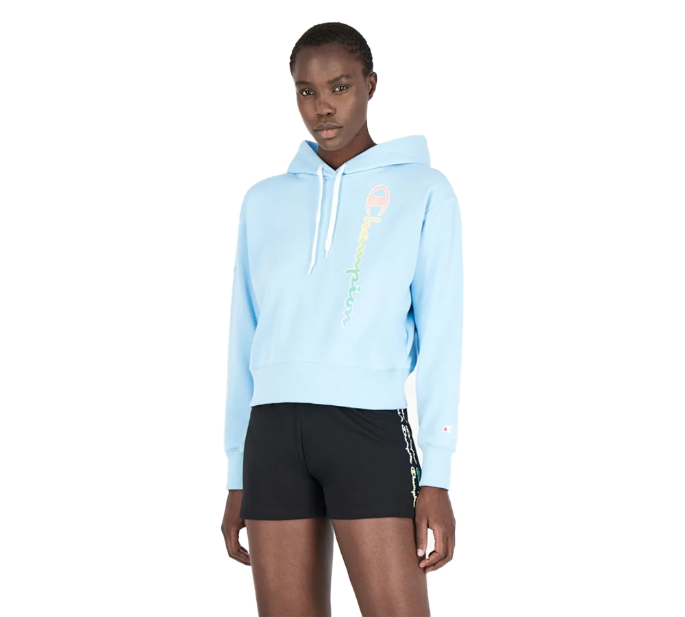 

Толстовка женская Champion Legacy Color & Logo Hooded Sweatshirt голубая S, Legacy Color & Logo Hooded Sweatshirt