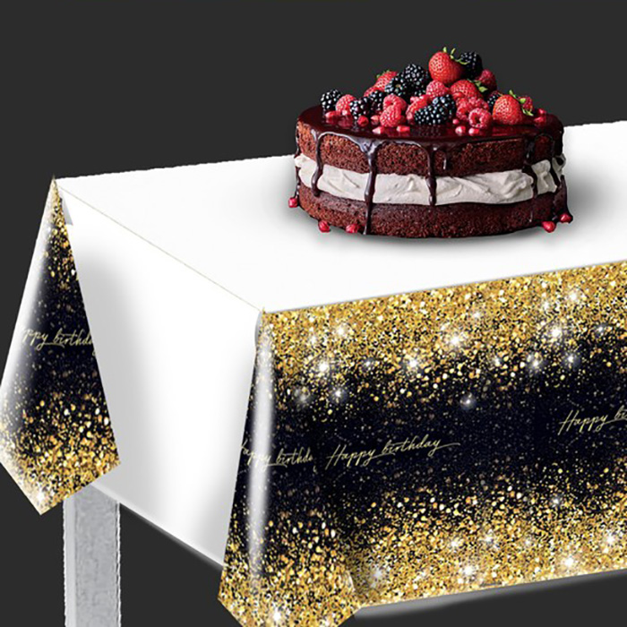 

Скатерть "Happy birthday" 137x180см, Черный;золотистый