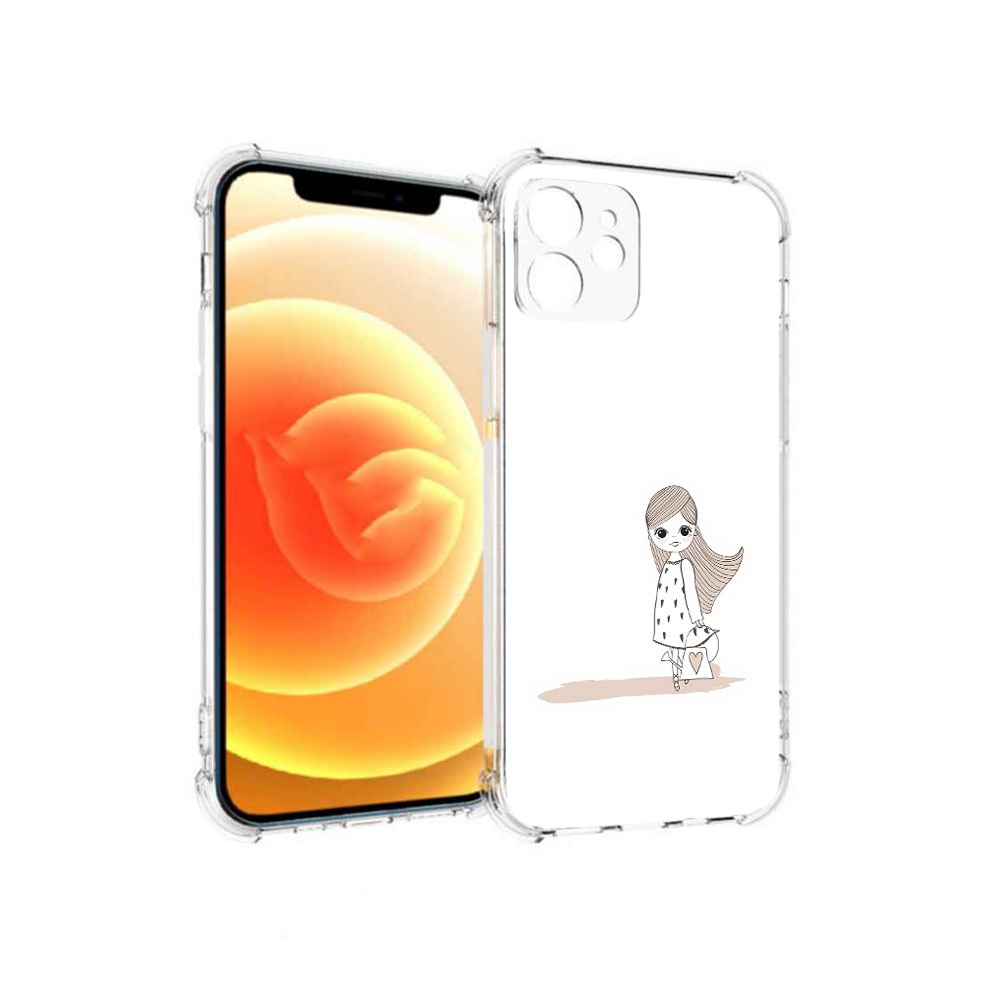 

Чехол MyPads Tocco для Apple iPhone 12 Девочка с сумкой (PT157543.607.61), Прозрачный, Tocco