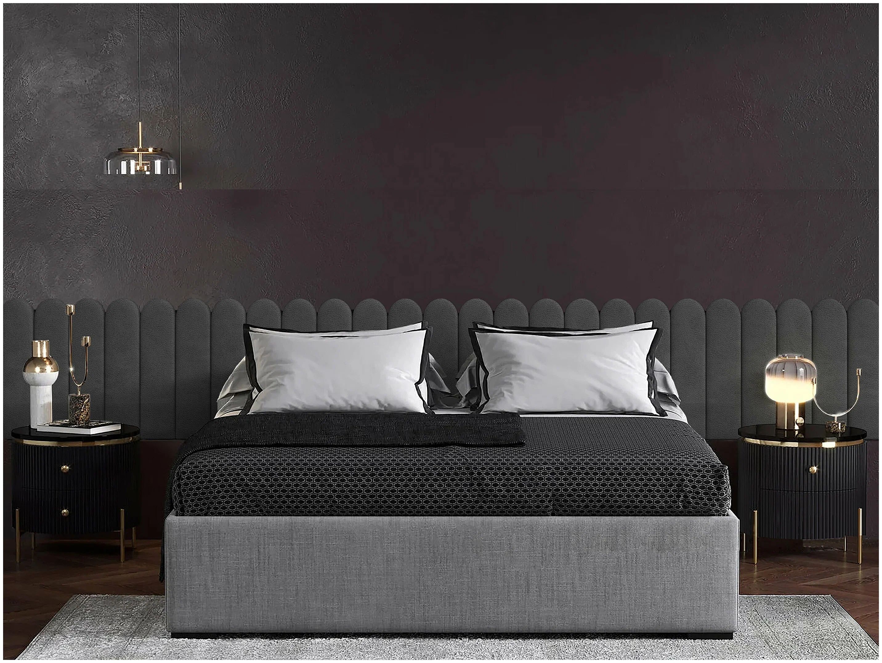 

Панель кровати Velour Grey 15х60R см 4 шт., Серый