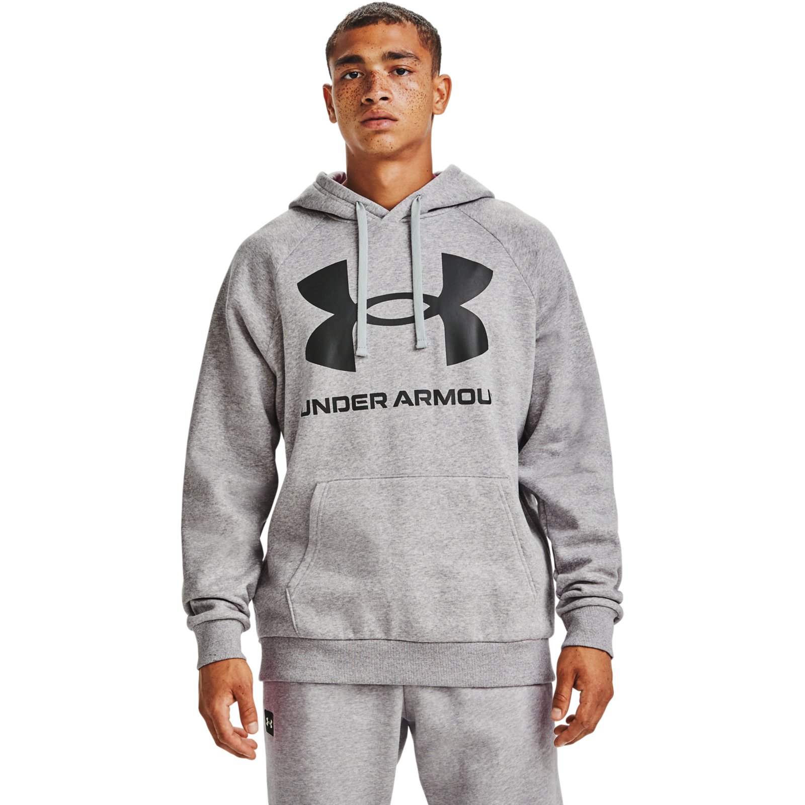 фото Толстовка мужская under armour rival fleece big logo hoodie серая xxl