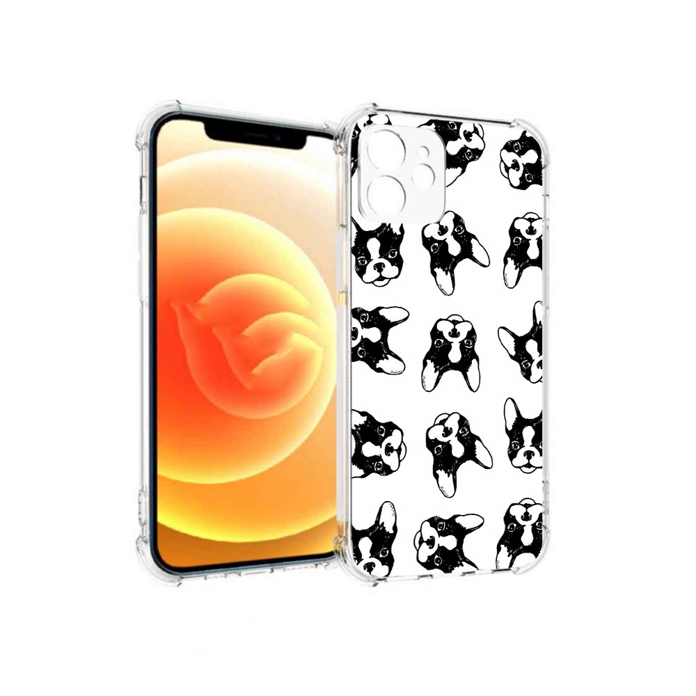 

Чехол MyPads Tocco для Apple iPhone 12 черно белые собачки (PT157543.607.683), Прозрачный, Tocco
