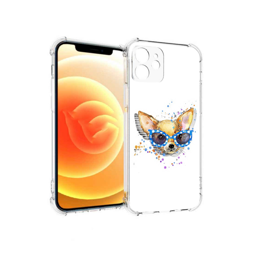 

Чехол MyPads Tocco для Apple iPhone 12 чихуа-хуа в очках (PT157543.607.691), Прозрачный, Tocco