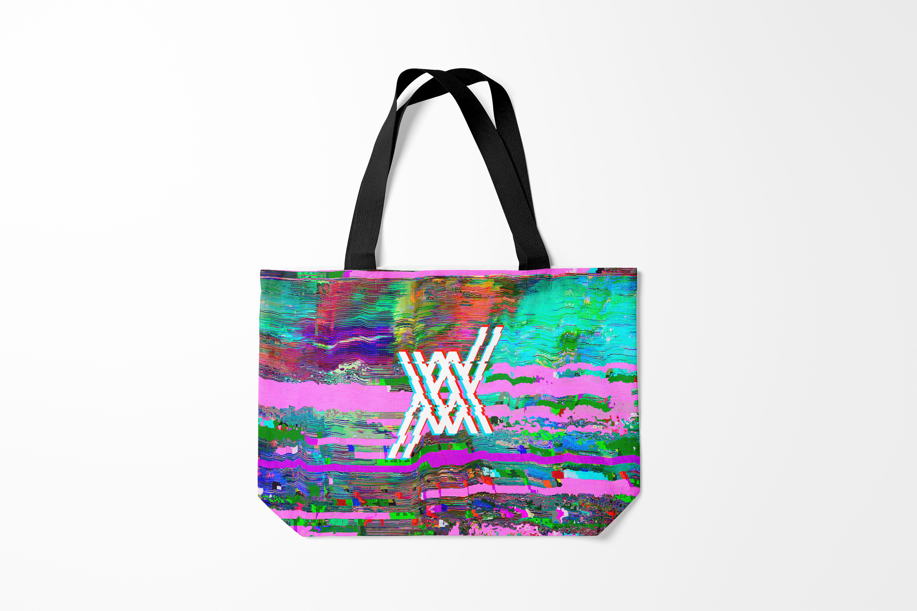 

Сумка шoппер унисекс Burnettie two XX glitch background, розовый, two XX glitch background