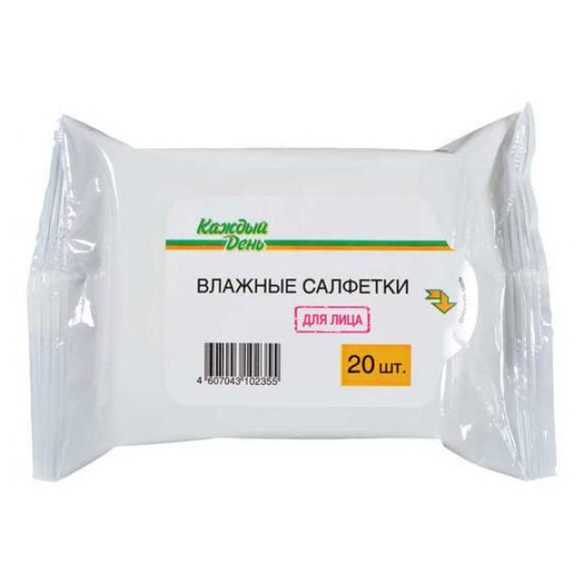 

Влажные салфетки Каждый день для лица 20 шт