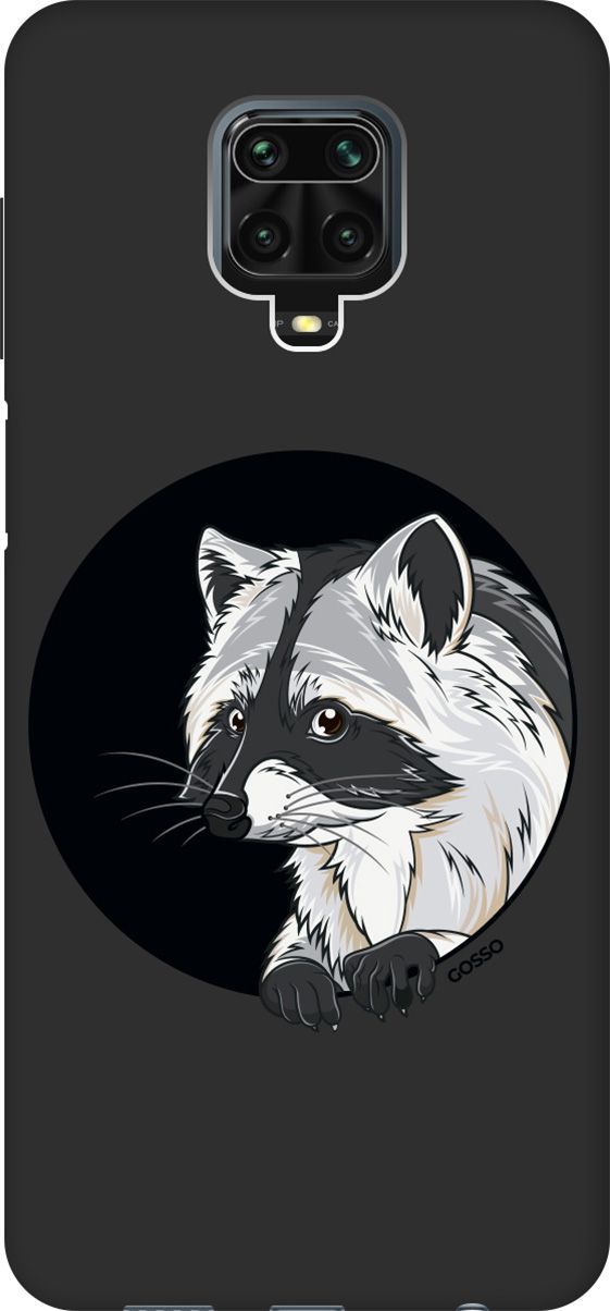 

Чехол на Xiaomi Redmi Note 9s "Raccon in a Hollow" черный, Черный;белый, 648