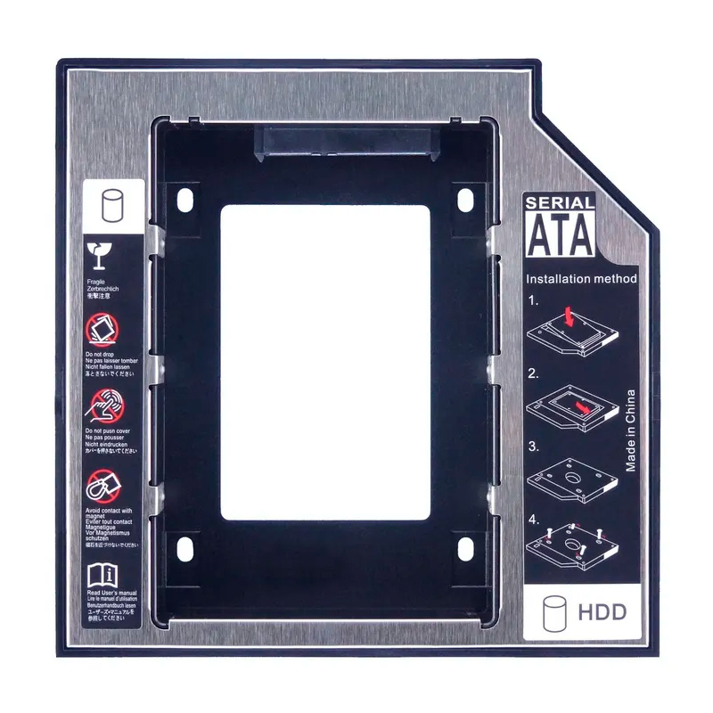 

Optibay HDD/SSD в отсек CD/DVD 12.7мм крепления снизу, металл / пластик, Серый