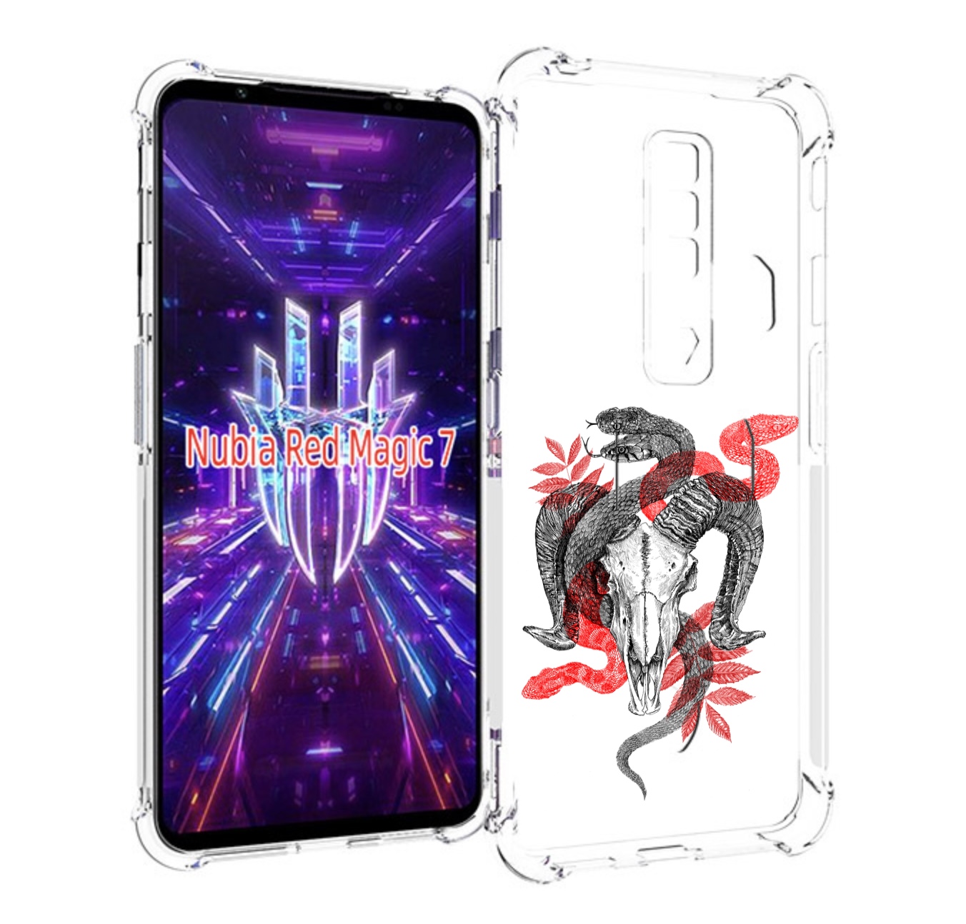 

Чехол MyPads змея в черепе рисунок для ZTE Nubia Red Magic 7, Прозрачный, Tocco
