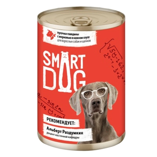 фото Влажный корм для собак smart dog говядина и морковь, 400г