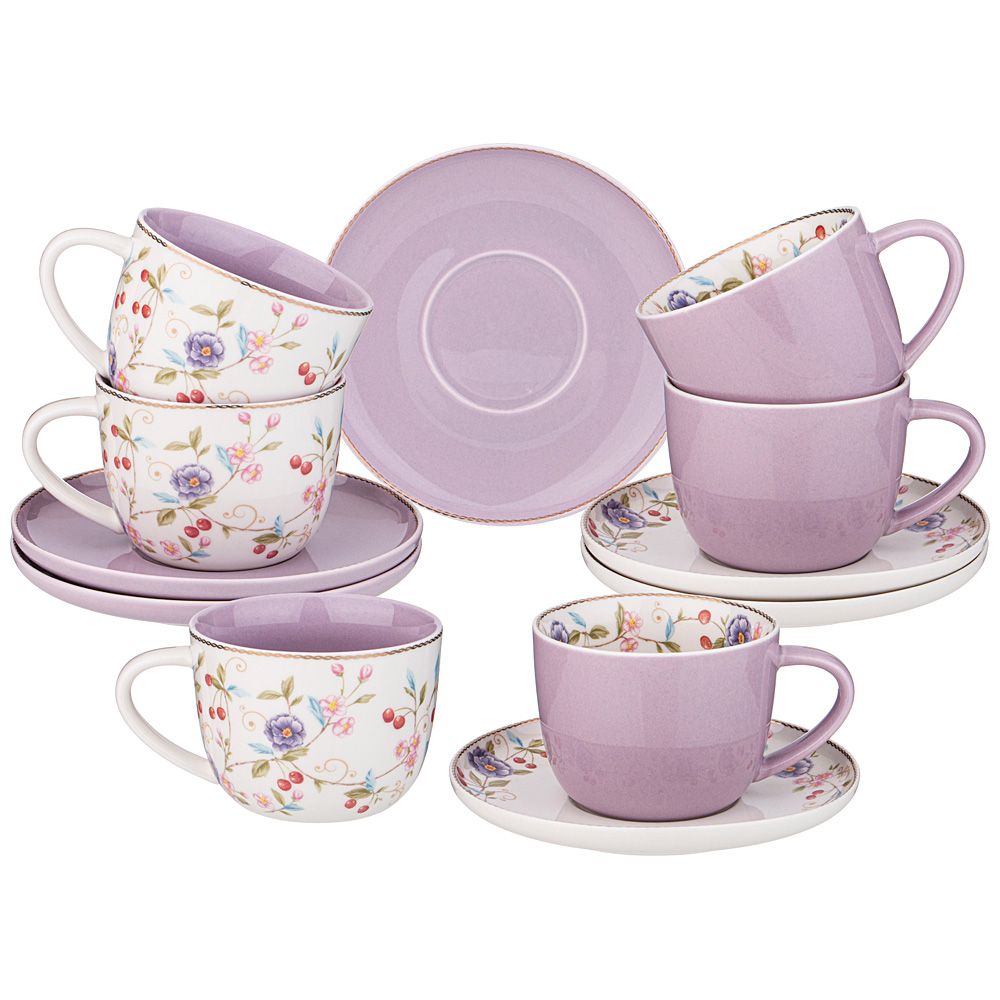 

Чайный набор из фарфора Lefard "Blossom" на 6 персон 12 предметов, Фиолетовый, 165-525